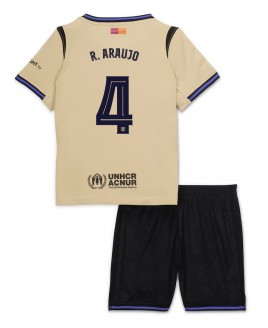 Günstige Barcelona Ronald Araujo #4 Auswärts Trikotsatzt Kinder 2025-26 Kurzarm (+ Kurze Hosen)